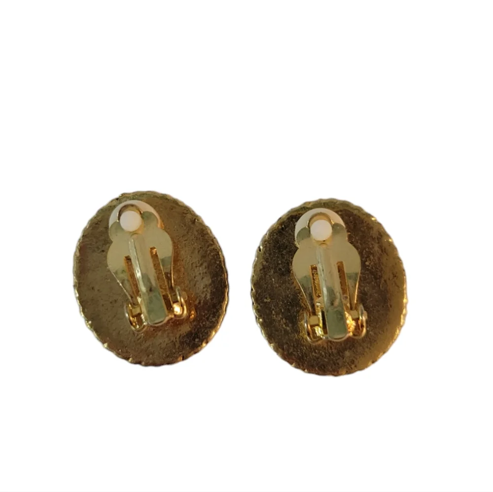 Vintage Enameled Clip On Earrings